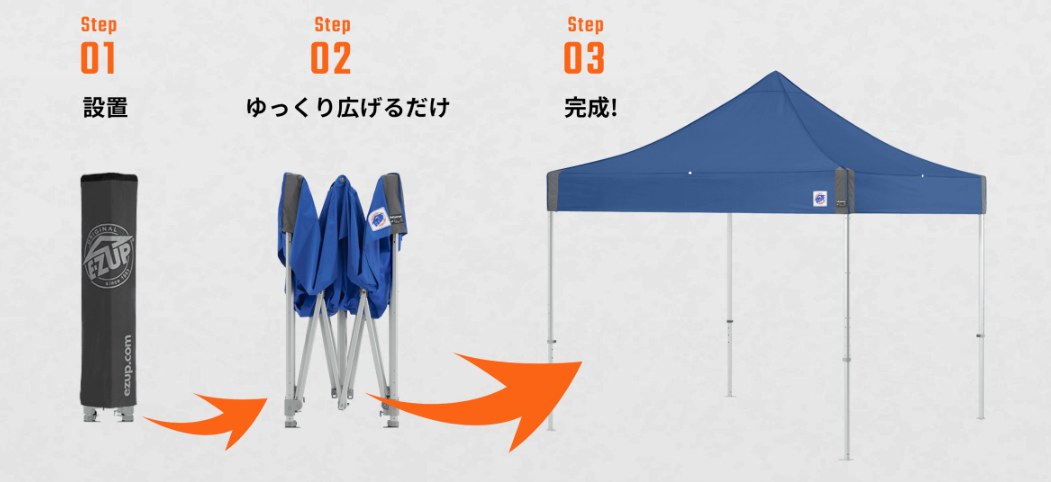 イージーアップテントの日本防炎協会防炎認定製品デラックスシリーズ