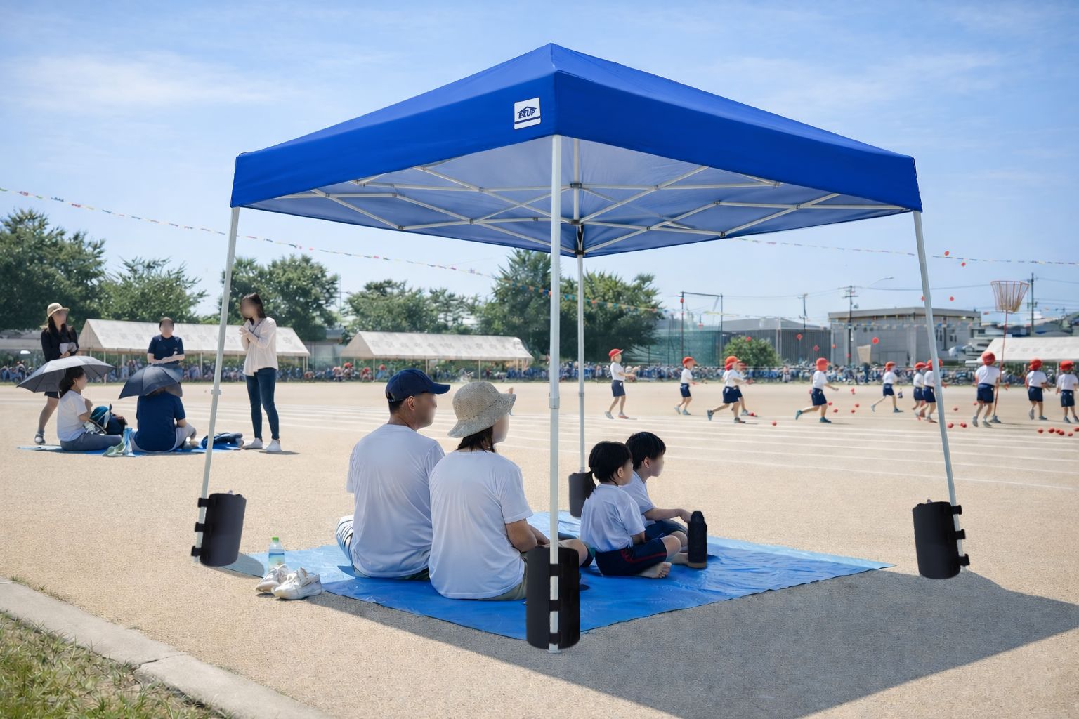 バーベキュー用だけでなく学校の運動会観戦など多用途に使えるワンタッチテント