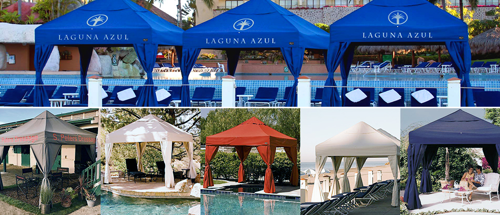 イージーアップテントの高級ワンタッチテントはカーテン付きでリッチな装い