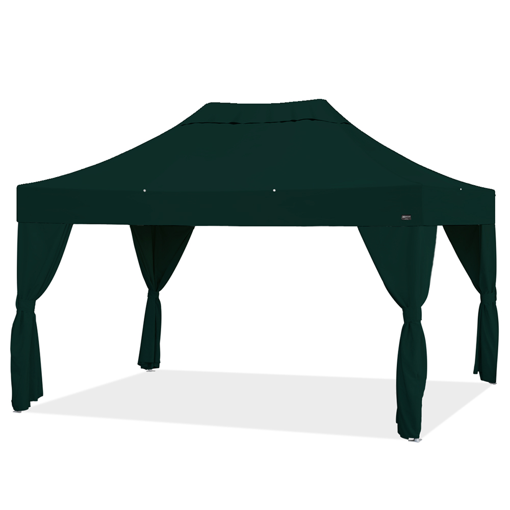 バンガロー カーテン4枚付き (3×4.5m)(ダークグリーン)