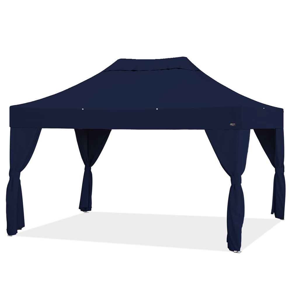 バンガロー カーテン4枚付き (3×4.5m)(ネイビー)