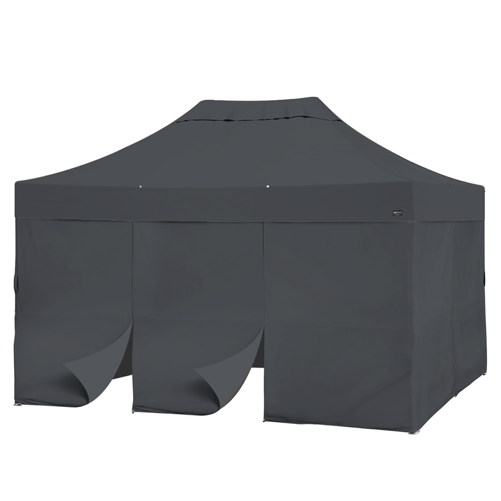 バンガロー カーテン6枚付き (3×4.5m)(チャコールグレー)