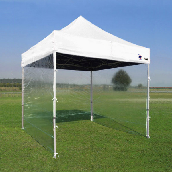 イージーアップのイベント用テントに取り付け可能な透明な横幕です。
